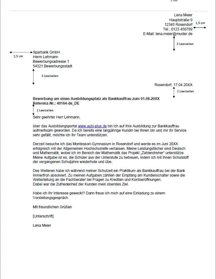 Word-Vorlage für das Bewerbungsschreiben als Bankkaufmann / Bankkauffrau