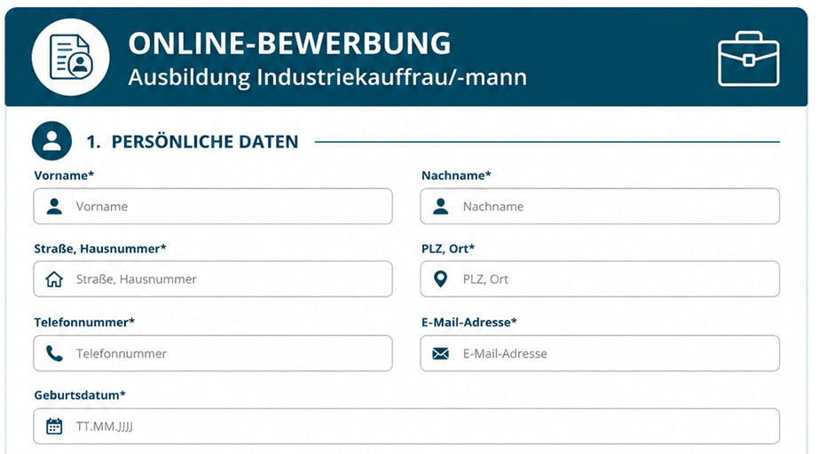 Beispielbild Bewerbungsformular: Persönliche Daten angeben