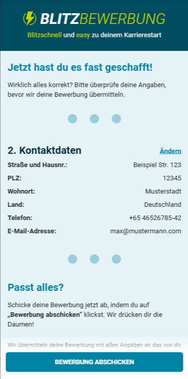 Blitzbewerbung
